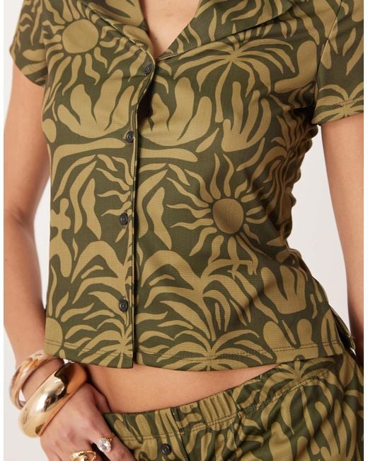 ASOS Brown Shrunken Revere Shirt Co-ord