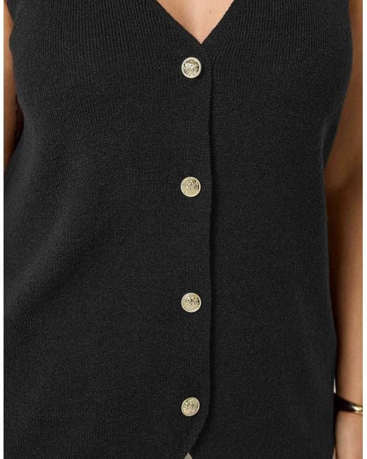 Yours Clothing Black Knitted Waistcoat