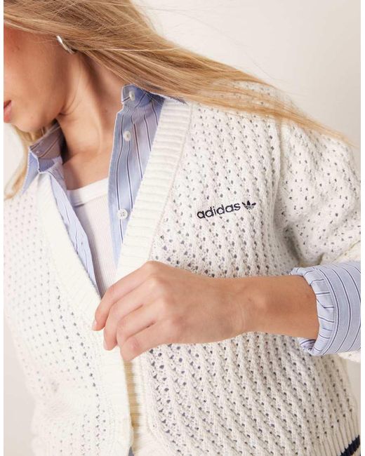 Adidas Originals White Knitted Cardigan