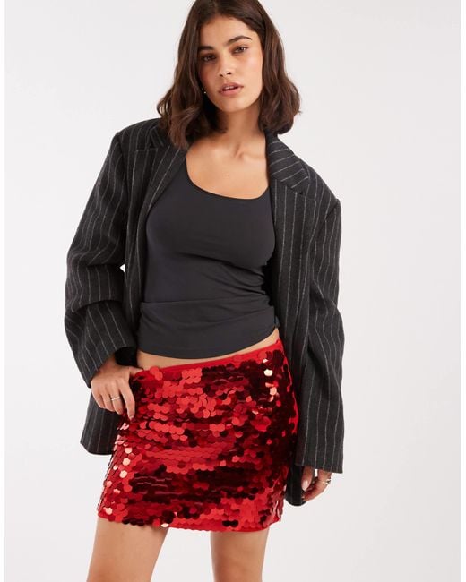 ASOS Red Large Sequin Mini Skirt