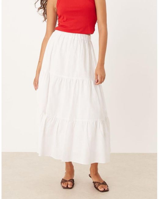 NARRATED Pink Tiered Midi Skirt