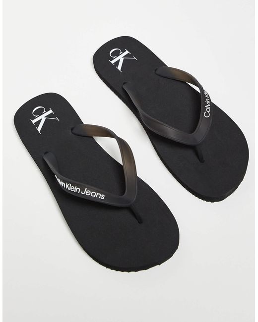 Calvin Klein Black Logo Flip Flops for men