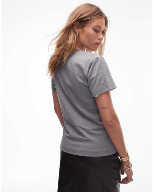TOPSHOP Gray Milan Boxy Graphic Tee