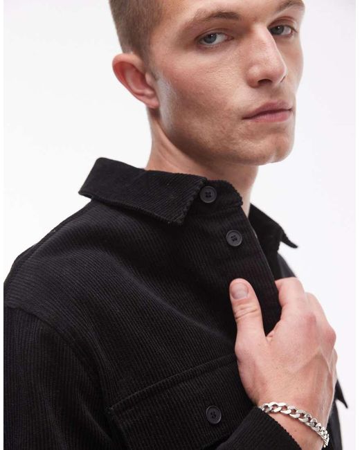 Camicia A Maniche Lunghe di Topman in Black da Uomo
