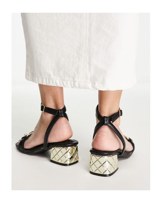 River Island Natural Gold Block Sandals With Buckle Detail