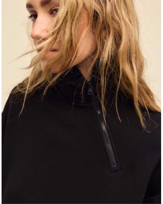 Stradivarius Blue Soft-Touch Sweatshirt With Side Zip