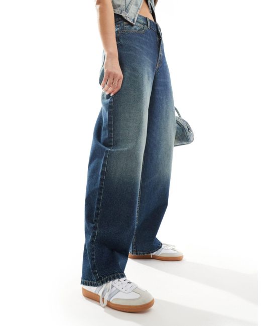 Collusion Blue X014 baggy Mid Rise Antifit Jeans