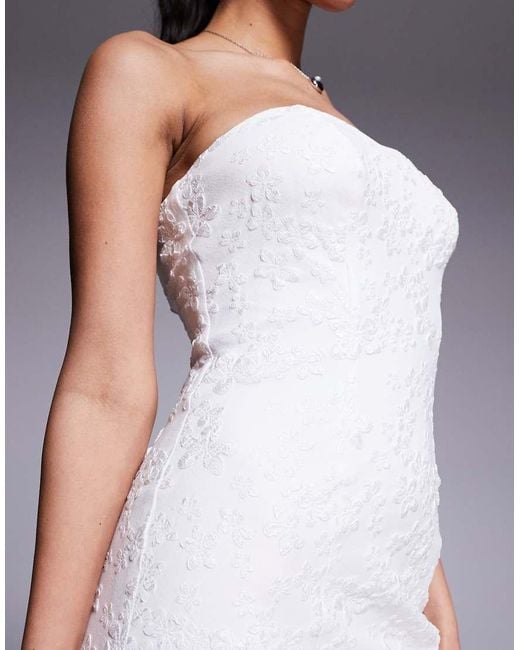 Princess Polly Purple Structured Bandeau Embroidered Mini Dress