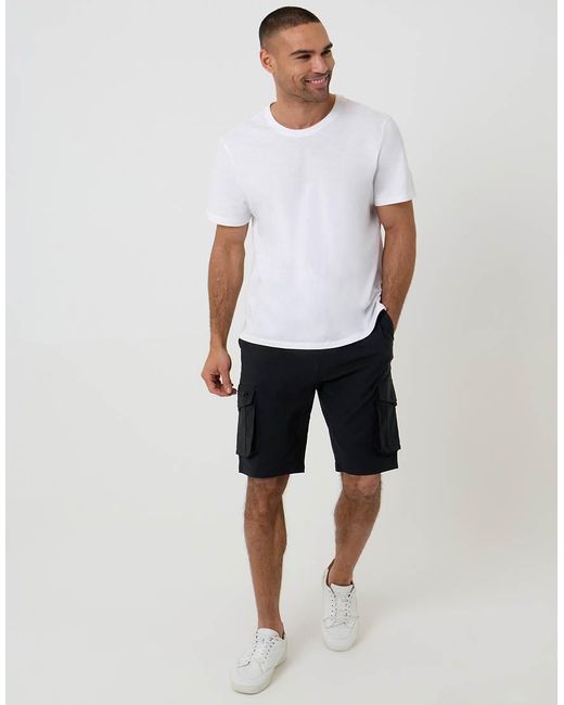 Threadbare Black Elasticated Waist Stretch Cargo Shorts for men