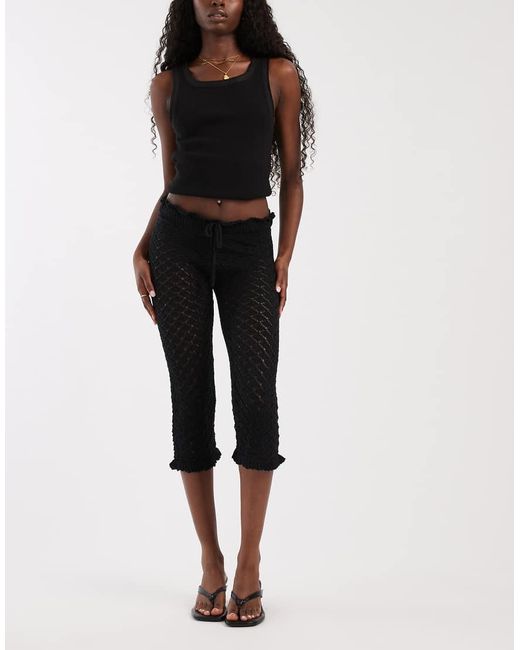 Motel Black Renuka Knit Ruffle Hem Capri