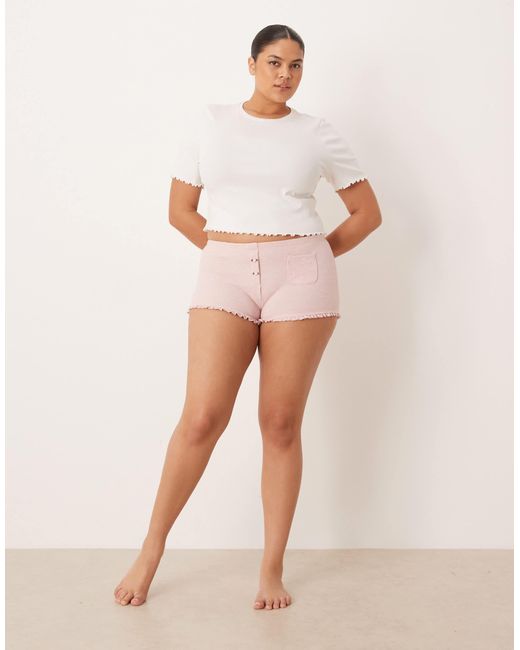 ASOS White Asos Design Curve 2-pack Waffle Boxers With Pocket Detail And Rosebud Trim