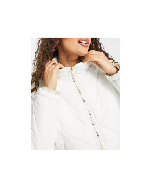 Threadbare White Petite Ruby Diamond Quilted Puffer Jacket