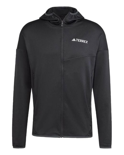 Adidas Blue Terrex Xperior Climawarm Light Fleece Hooded Jacket for men