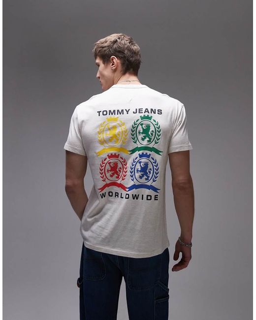 Tommy Hilfiger Gray Colourful Crest Logo T-shirt With Back Print Graphic for men