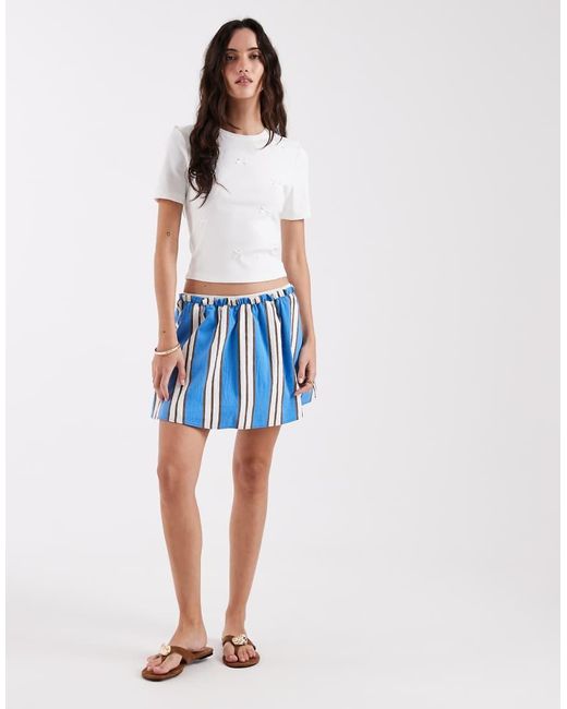 ONLY White Rib T-shirt With Bow Details