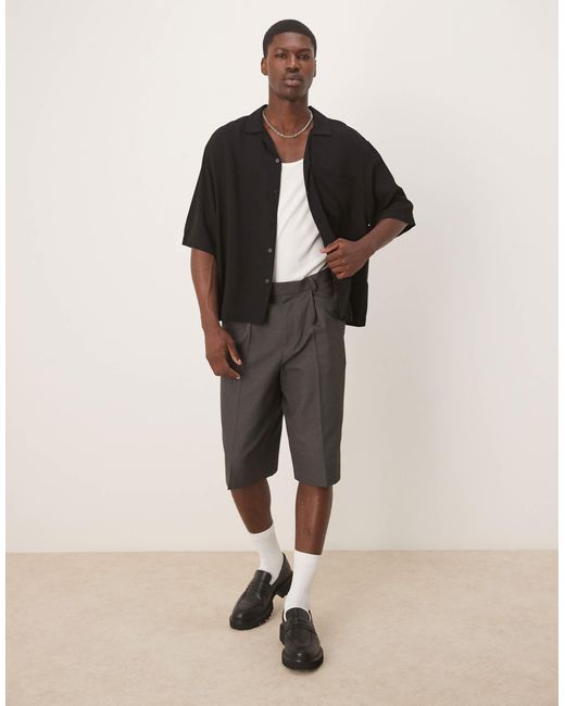 ASOS Black Co-ord Oversized Boxy Linen Look Shirt for men