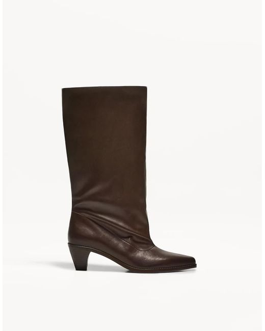 Bershka White Wide-leg High-heel Boots