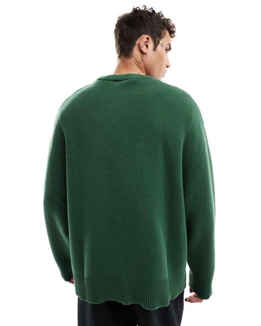 Weekday Green Cypher Jumper With Varisty Jacquard Graphic for men