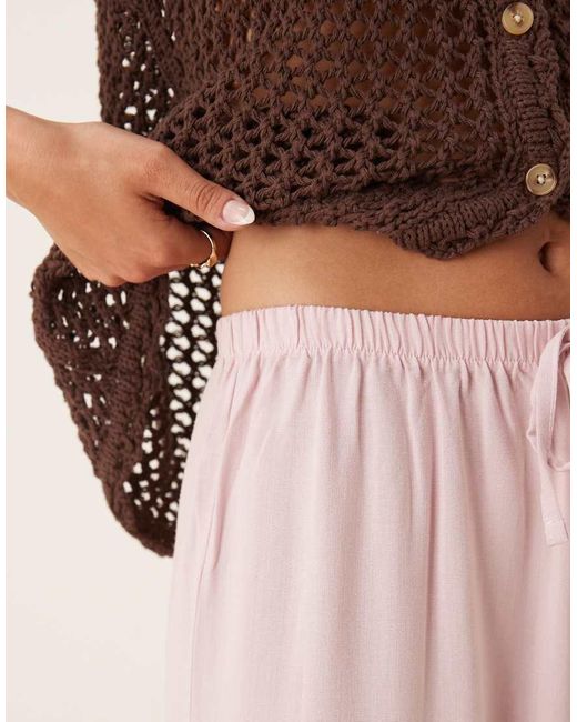 ASOS Pink Linen Blend Pull On Trouser