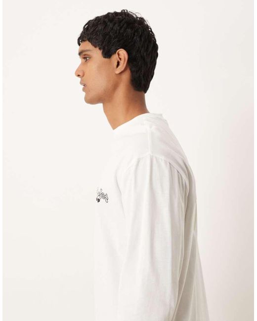 ASOS Natural Long Sleeve Relaxed T-Shirt With Fruit Bubble Print for men