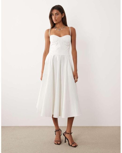 TFNC London Natural Cotton Corset Detail Cami Midi Dress