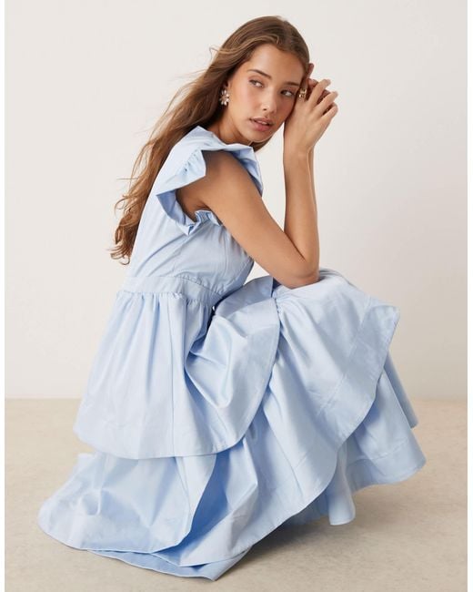 janezkie midaxi dress femme tiered formal dress in light blue Raphael Tiered Maxi Dress - Blue main image 0