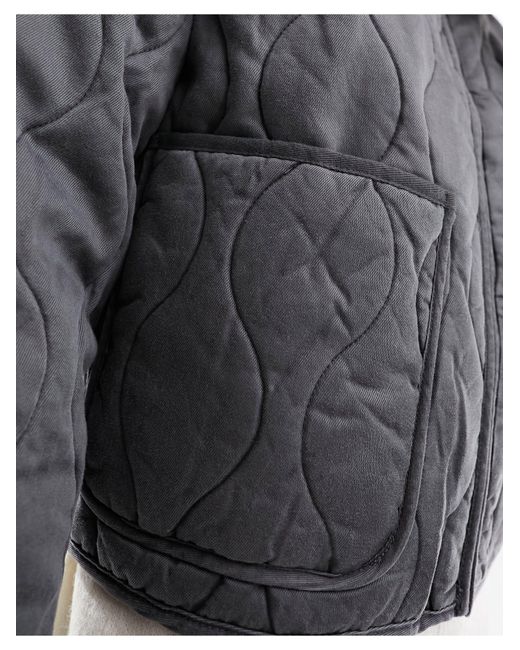 ONLY Gray Onion Quilted Jacket With Oversized Pockets