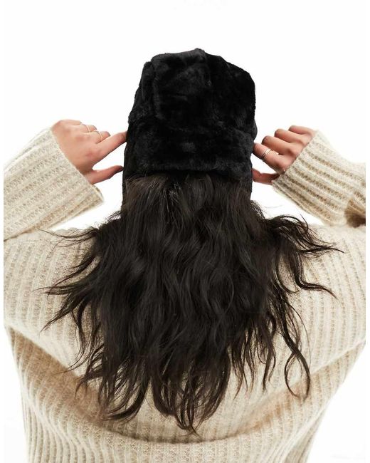 Gorro De Aviador De Piel Sintética De Pieces de color Black