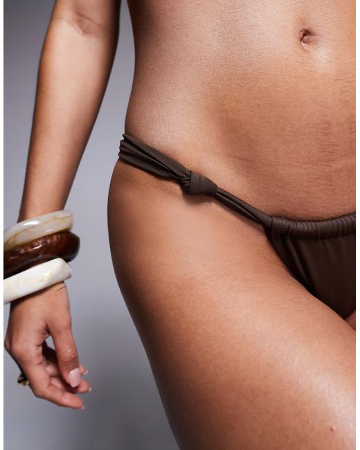 ASOS Black Nina Knot Side Tanga Bikini Bottom