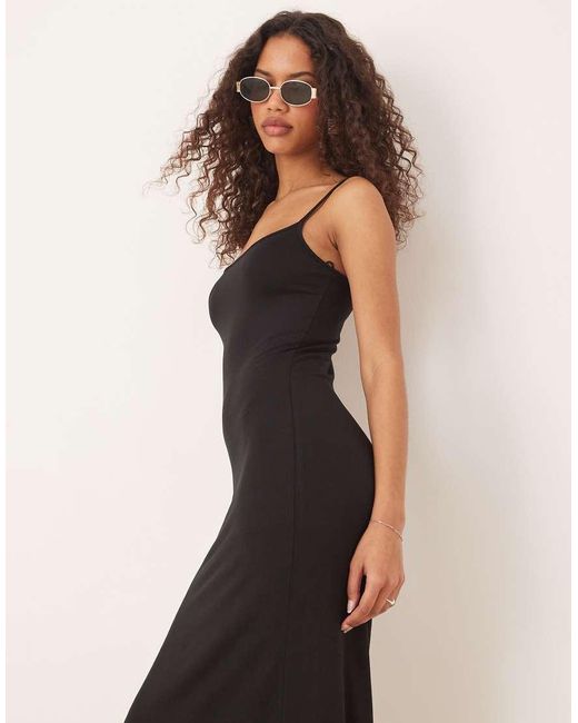Gina Tricot Black Stretch Jersey Maxi Cami Dress