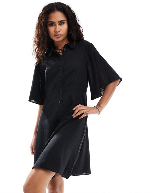 Gulia - robe en lin mélangée SELECTED en coloris Black