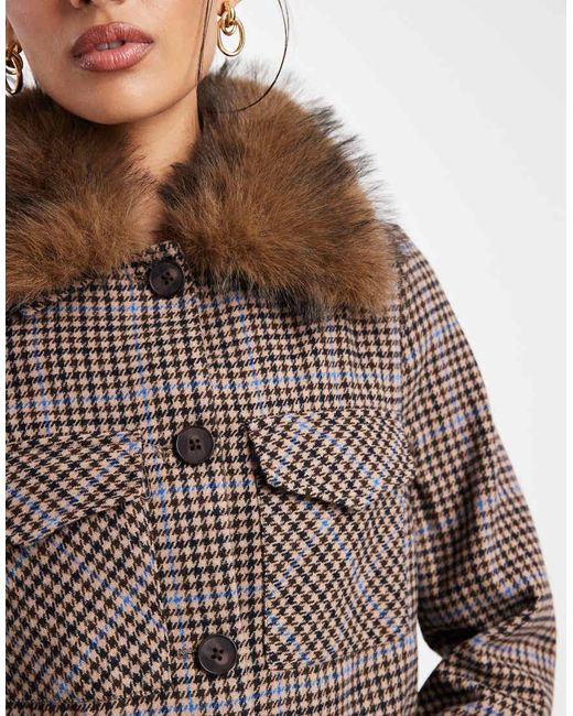 New Look Brown Co-ord Check Boxy Cropped Jacket