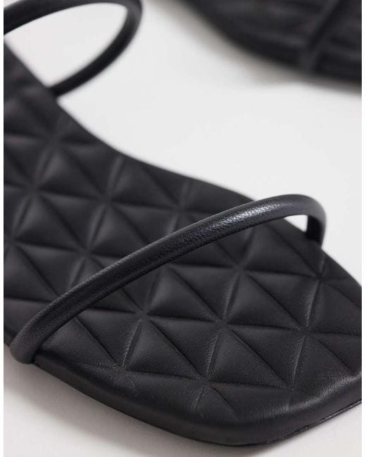 Calvin Klein Black Jeans Quilted Leather Square Toe Flat Sandal