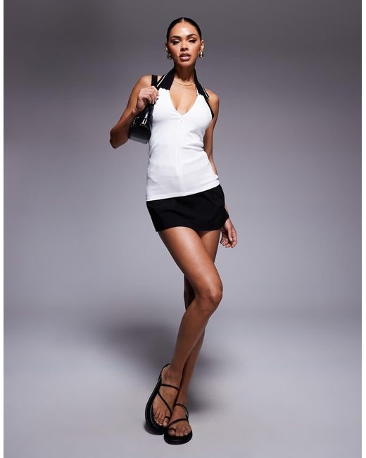 Top Allacciato Al Collo Con Dettagli A Contrasto di River Island in Blue