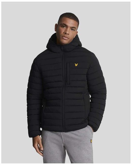 Lyle & Scott Black Jackets Stretch Lightweight Quilted Jacket for men