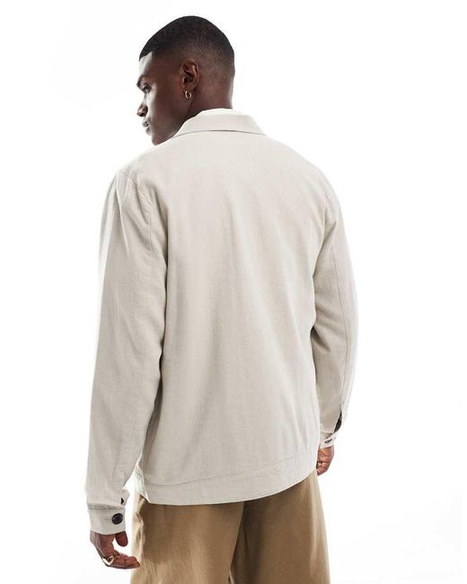 Threadbare Gray Linen Rich Button Down Jacket for men