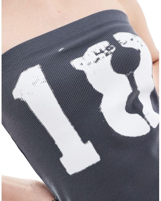 Collusion Blue Bandeau Top With Sports Graphic