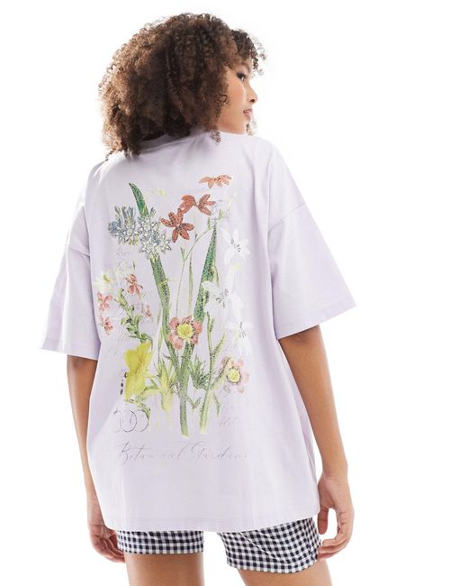ASOS White Oversized T-shirt With Botanical Floral Graphic Back Print