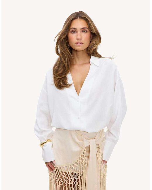 Loavies White Whisper Soft V-Neck Blouse