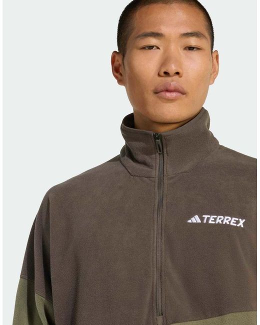 Adidas Originals Green Terrex Multi Climawarm Fleece Anorak for men