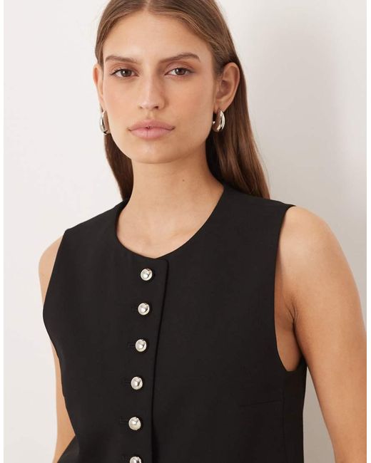 Mango Black Gabo Tailored Vest With Statement Buttons Co-ord