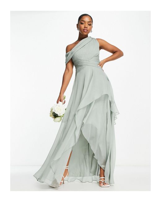 ASOS Bridesmaid Fallen Shoulder Drape Maxi Dress With Layered Wrap