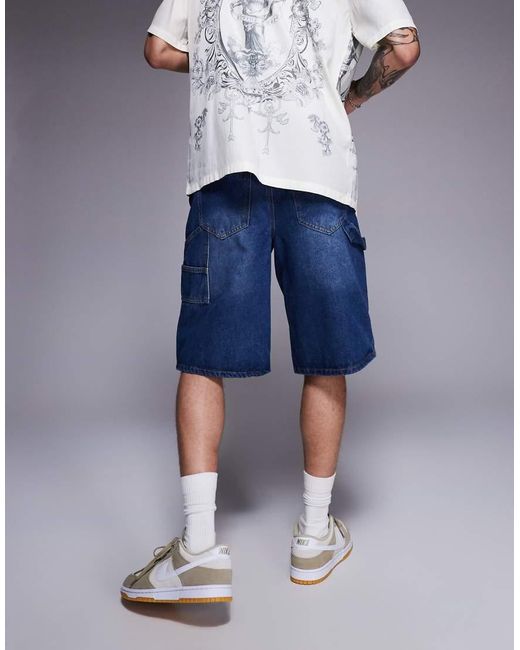 Pantalones Cortos Vaqueros Holgados De Estilo Carpintero De Liquor N Poker de hombre de color Blue