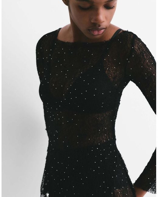 Pull&Bear Black – spitzenoberteil