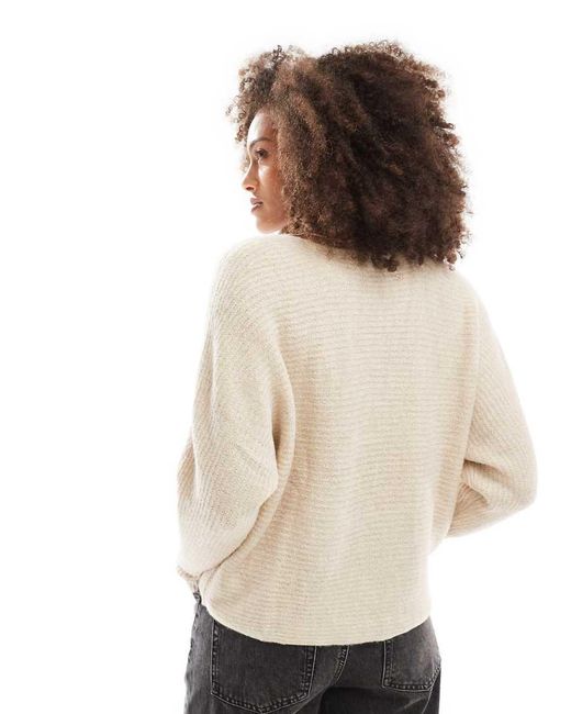 ONLY White Ribbed Wide Neck Knitted Jumper