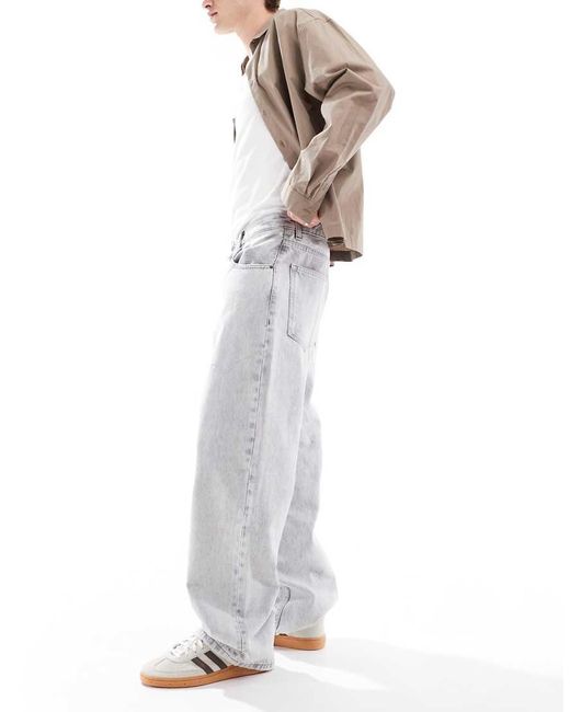 Pull&Bear Gray Baggy Loose Jeans for men