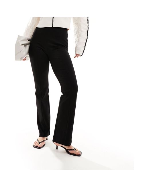 & Other Stories Black Stretch High Waist Wide Leg Trousers With Zip Details