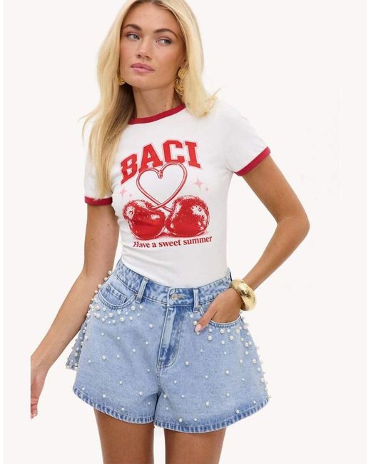 Loavies Blue Ready For Anything Shorts With Pearl Details