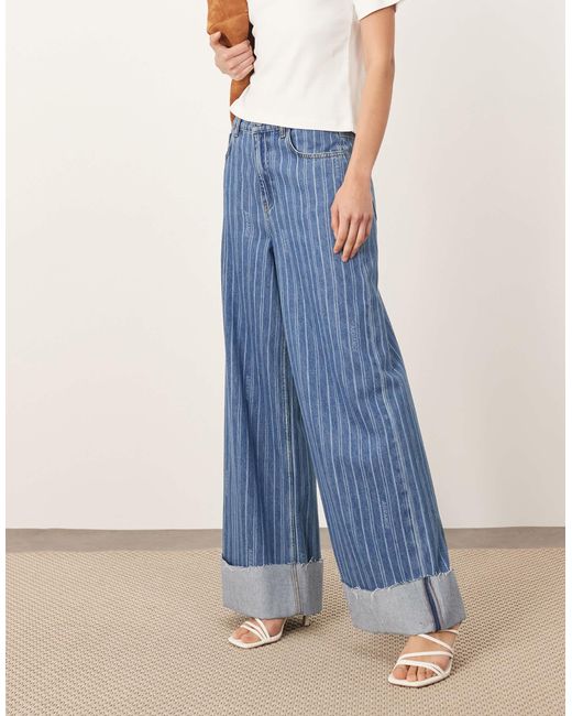 ARRANGE Blue Parker Denim High Waist Slouchy Turn Up Jean