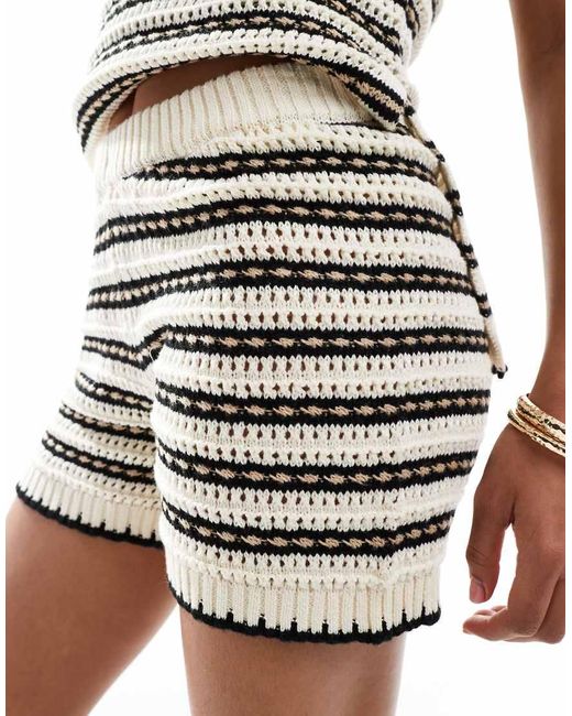 Vero Moda White Crochet Stripe Sleeveless Longline Top Co-ord